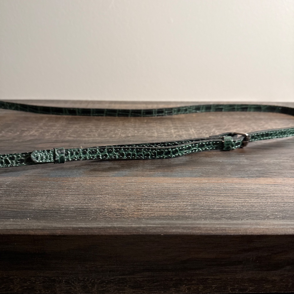 Patricia Nash Christmas pine green leather croc reptile crossbody & wallet  bag - Picture 10 of 16